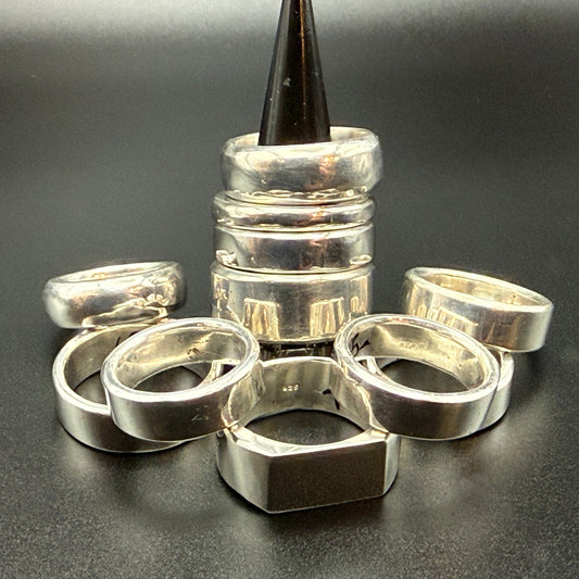 Collection of solid sterling silver bands