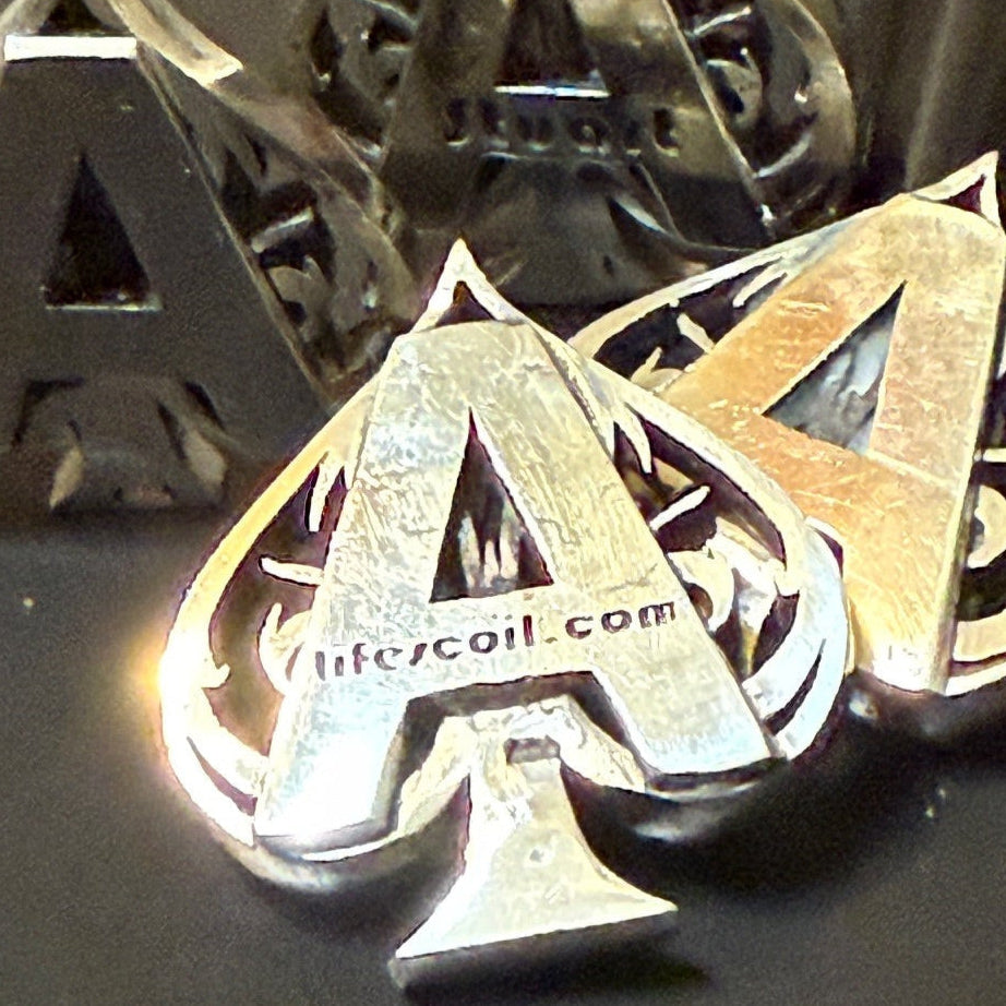 Handmade silver ace of spades card protector with custom text