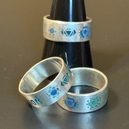 Custom chakra ring with engraved icons