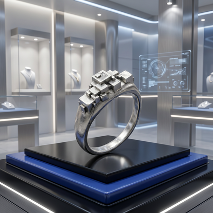 Silver Geometric Signet Rings