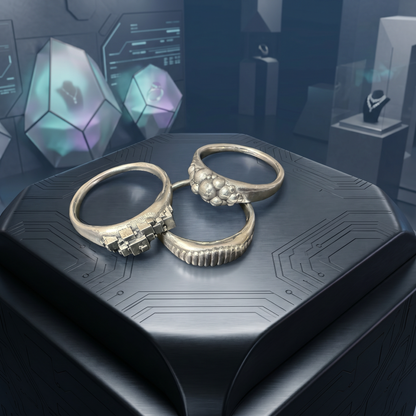 Silver Geometric Signet Rings