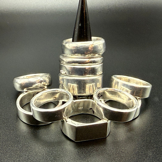 Collection of solid sterling silver bands