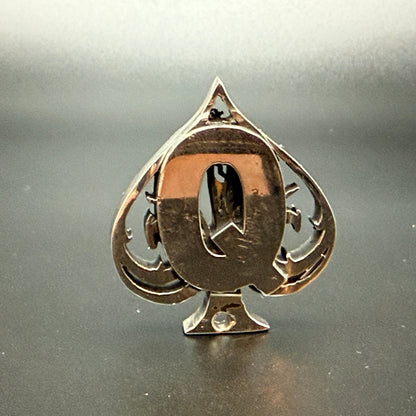 Favorite card made from more than an ounce of solid sterling silver. Added hole in base so it can be worn on as a pendant