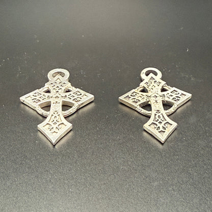 Two Celtic style sterling silver filigree cross with hanging loops.