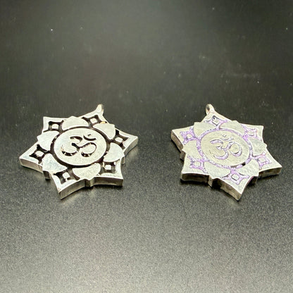 Two sterling silver Crown Chakra pendants