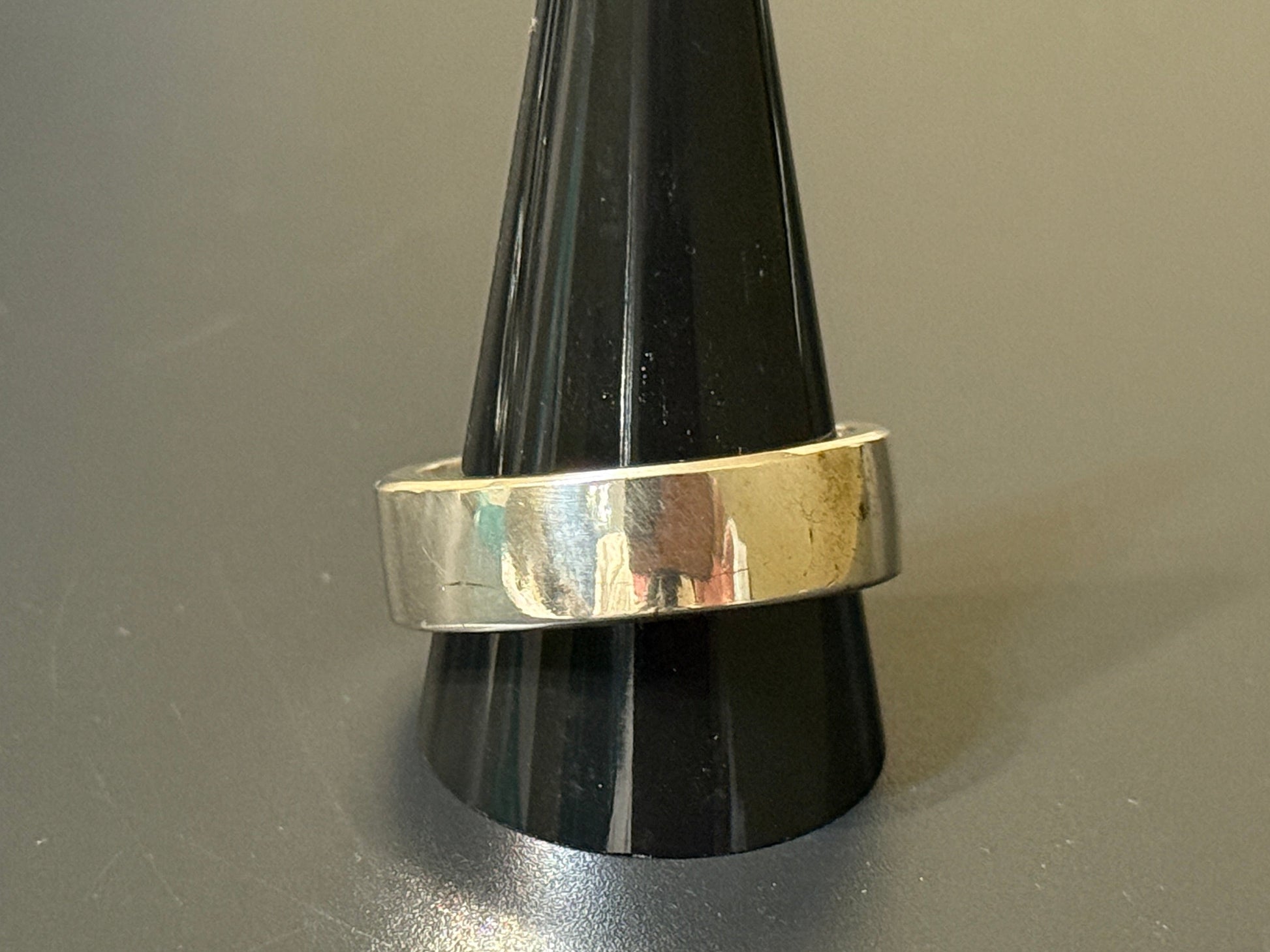 Handmade 10mm wide silver band with flat top