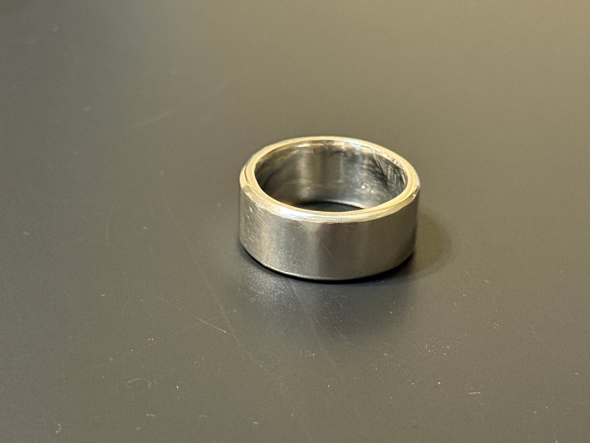 Handmade 10mm wide silver band with flat top