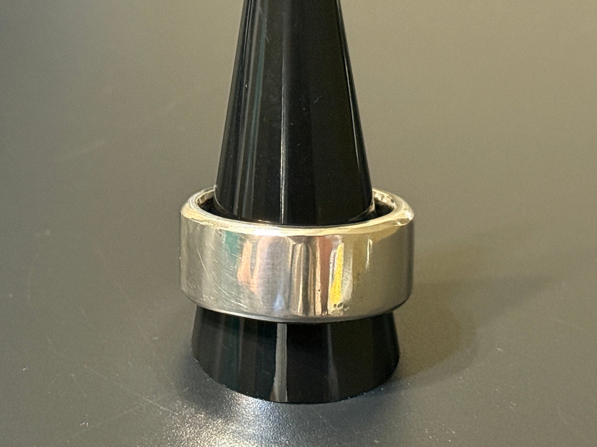 Handmade 10mm wide silver band with flat top