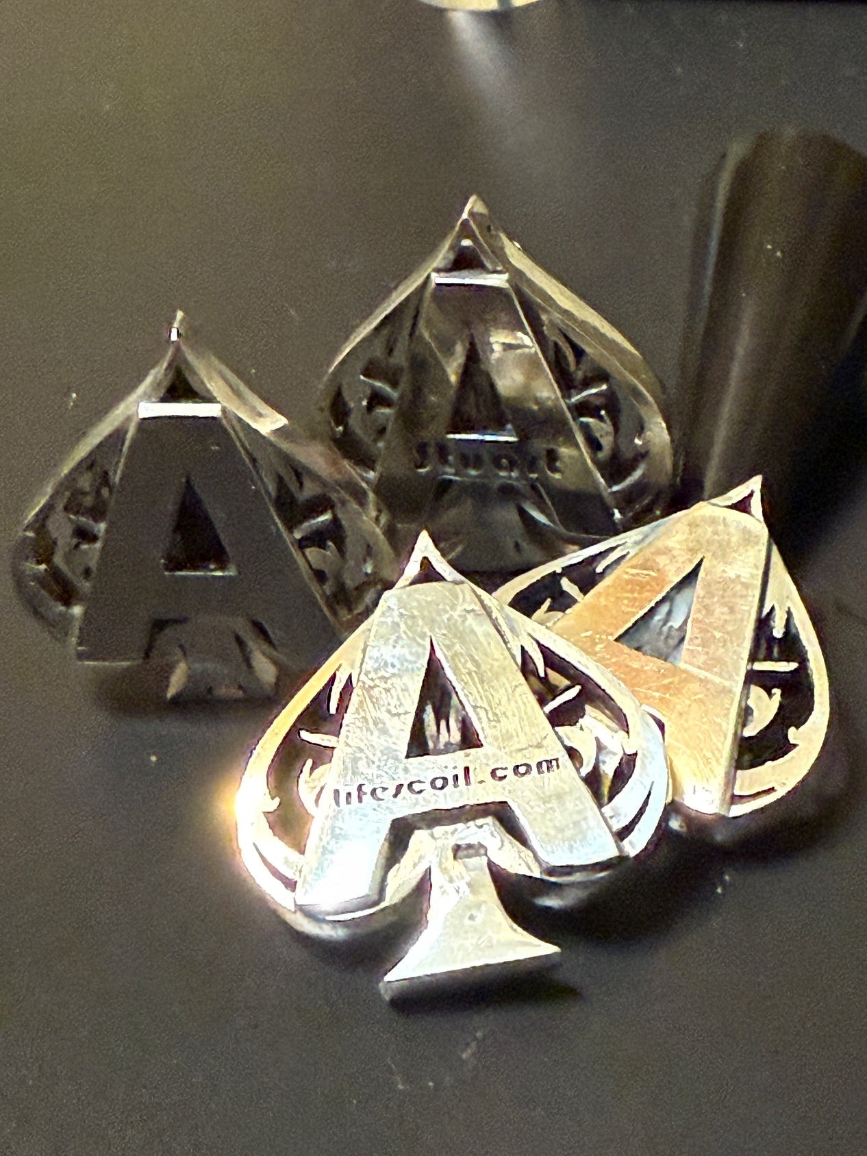 Handmade silver ace of spades card protector with custom text