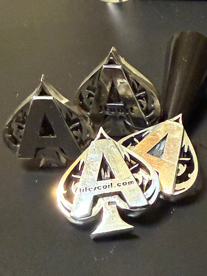 Handmade silver ace of spades card protector with custom text