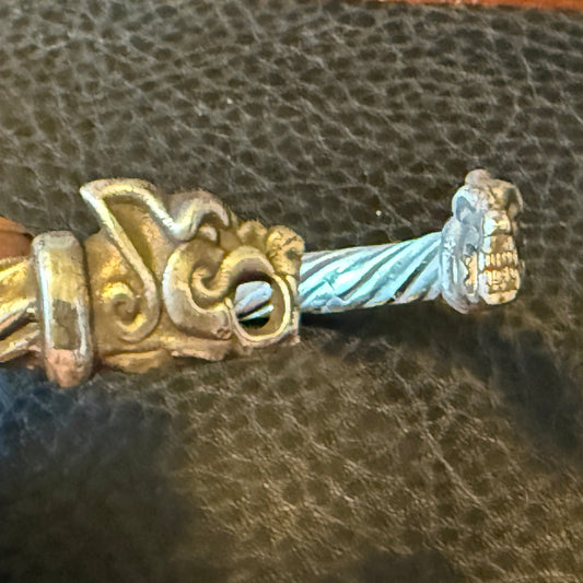 Solid sterling silver Viking bracelet with dragon heads