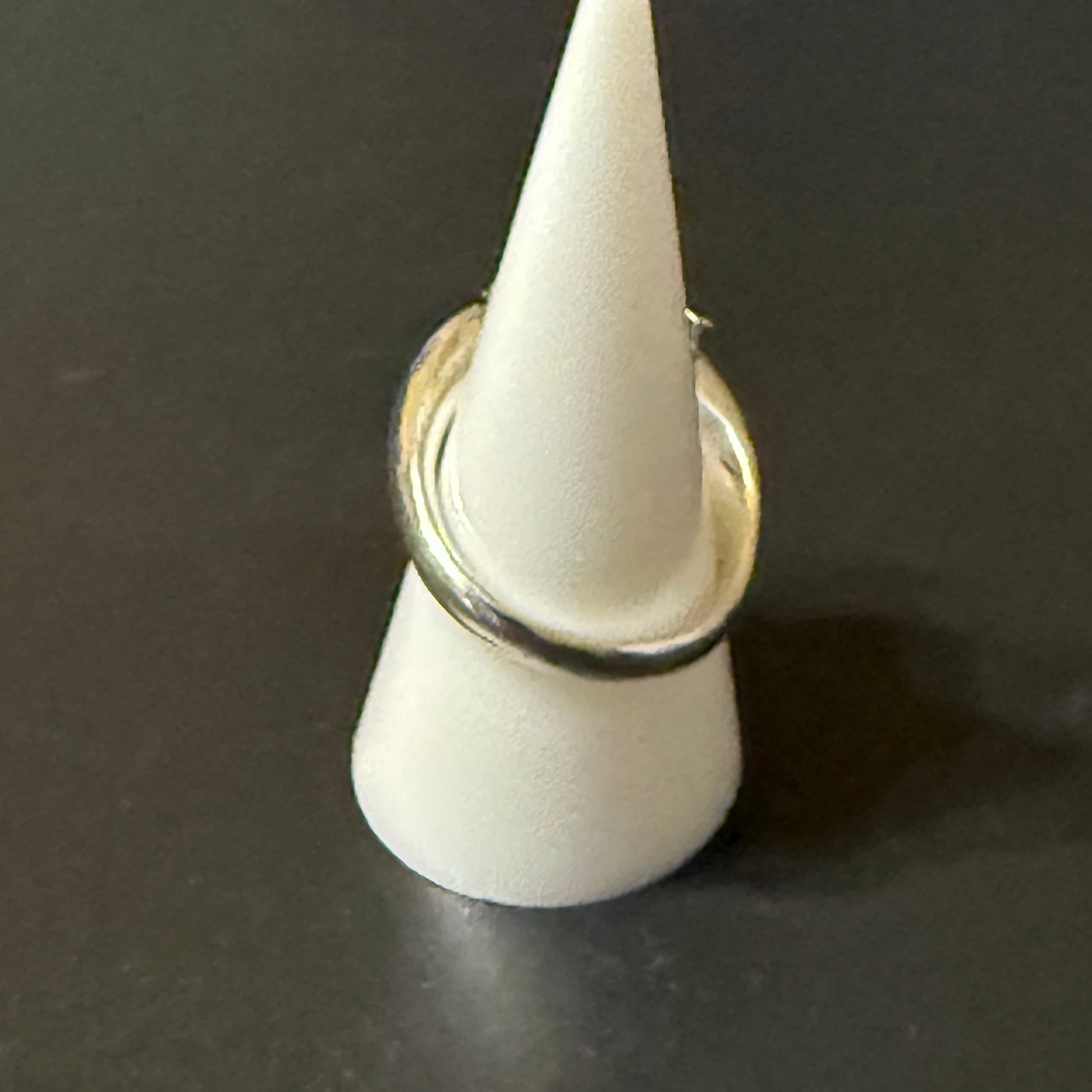 Silver barbell ring with meteorite