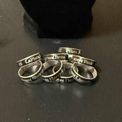 Eight 14er summit rings.