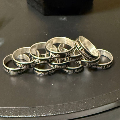Multiple 14er summit rings in random pile