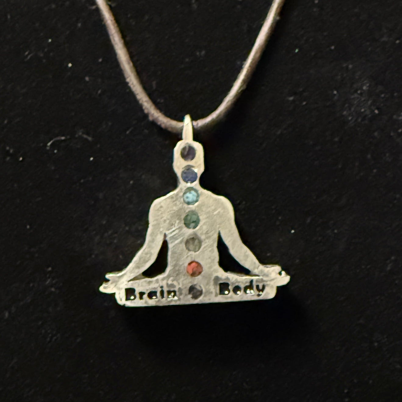 Chakra pendant with natural stone colors and custom engraving