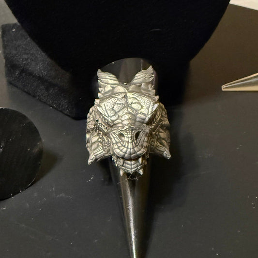 Custom solid silver dragon ring