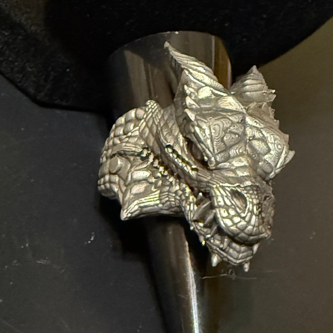 Custom solid silver dragon ring
