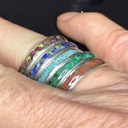 Stackable Band Ring with Natural Stone