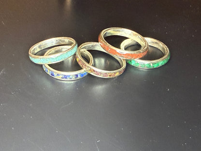 Stackable Band Ring with Natural Stone