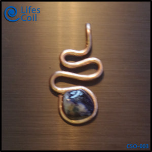 Thick Copper Coil Pendant with Blue and White Sodalite Stone