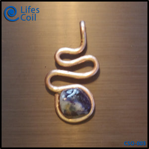 Thick Copper Coil Pendant with Blue and White Sodalite Stone